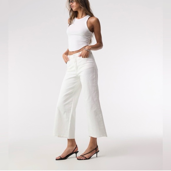 Good American white good waist cropped palazzo jeans size 14 NWT - Picture 3 of 10